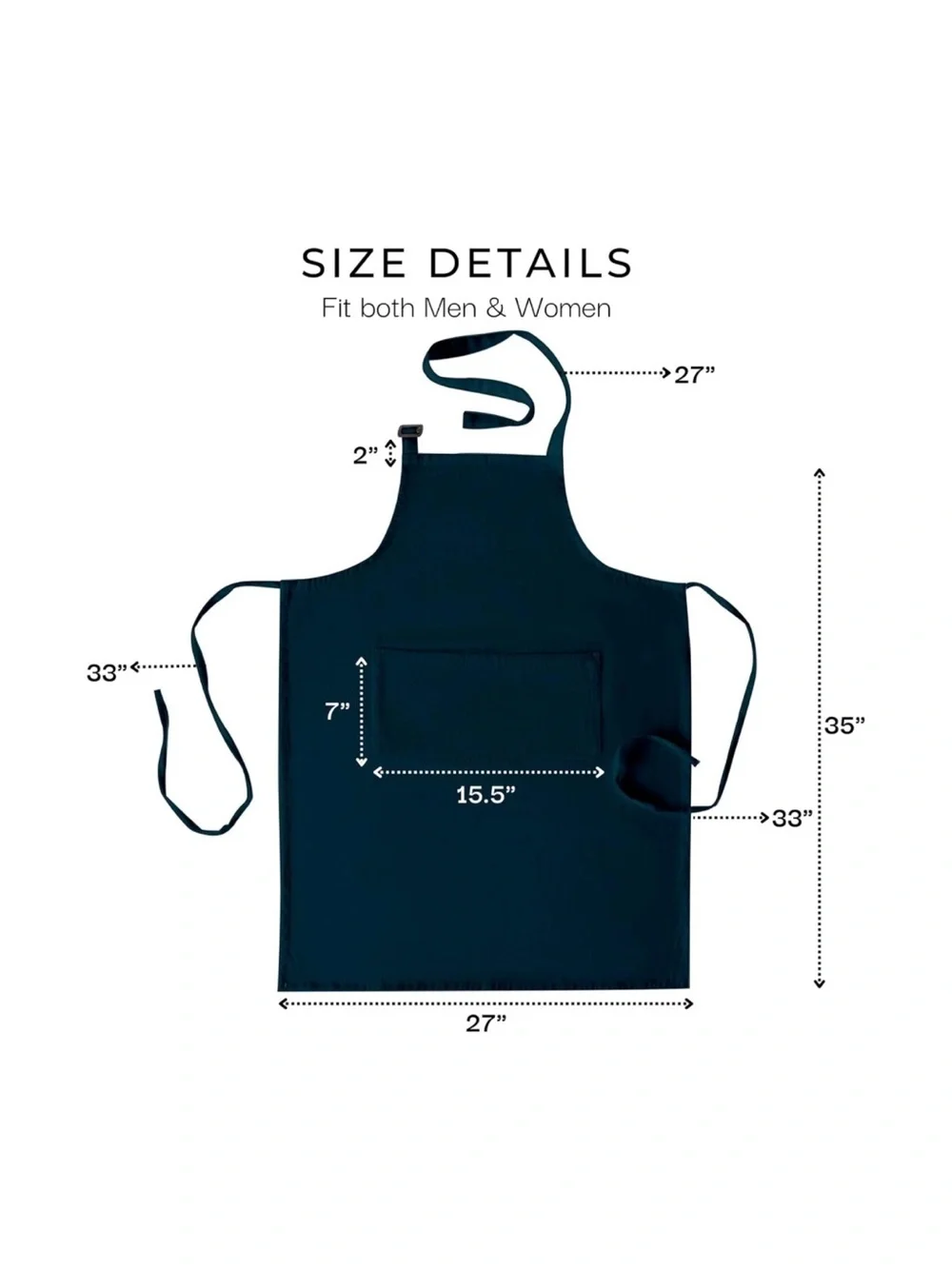 Navy Blue Adjustable 100% Cotton Apron with 3 Pockets
